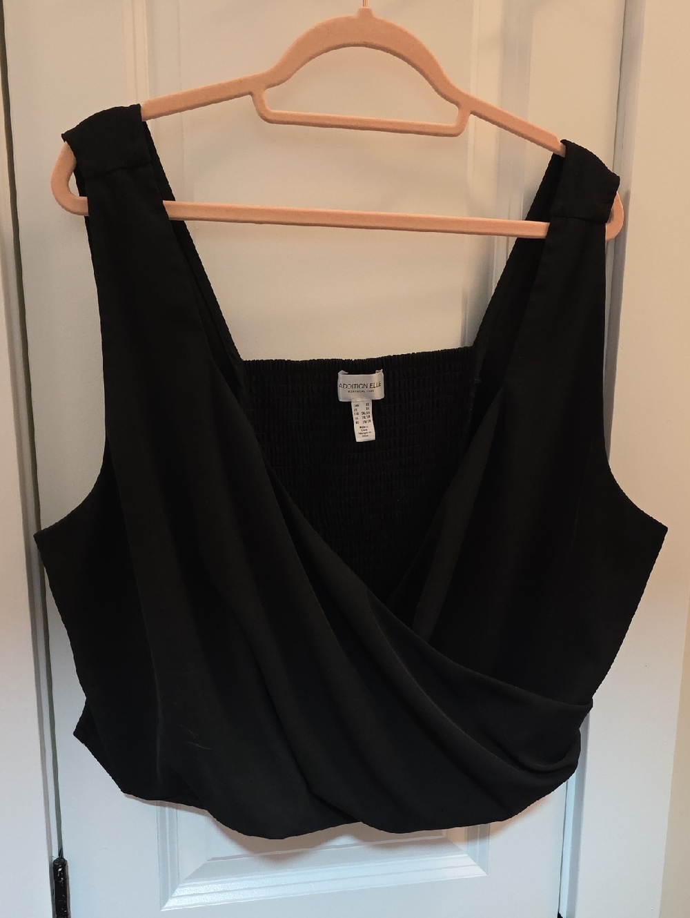 Addition Elle Black Draped Crossover Crop Top